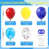 BAUANOOY Carnival Balloons, 60pcs 12 Inch Red Light Blue Royal Blue Yellow Latex Balloons for Carnival Theme Birthday Party Decorations