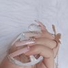 ZYBUXY 24pcs wedding nails for bride Luxury Super Long False nails Rectangl Acrylic, Nude Salon Fake Press on Nails Glossy for women and girls