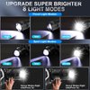 LED Rechargeable Headlamp, 120000 Lumens Bright Headlamp Flashlight with Motion Sensor, 8 Modes, 90°Adjustable, Sensor Function, Zoom, Waterproof Head Lamp for Camping, Running, Climbing(2 Pack)