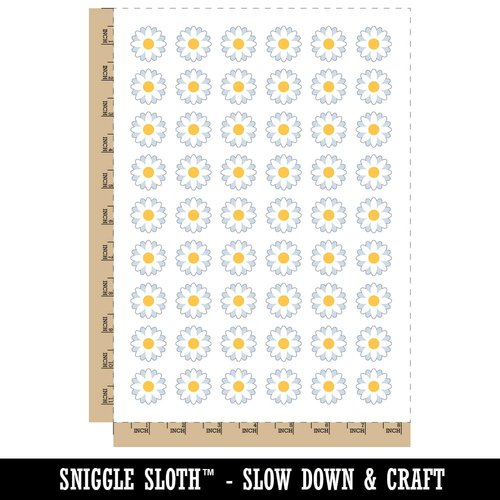 Single Daisy Flower Temporary Tattoo Water Resistant Fake Body Art Set Collection - 54 1" Tattoos (1 Sheet)