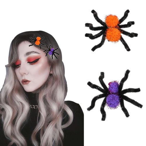 2 Pcs Halloween Hair Clips for Women Girls Halloween Spider Hair Barrettes Cute Spider Hair Accessories Alligator Clips for Halloween Party Cosplay