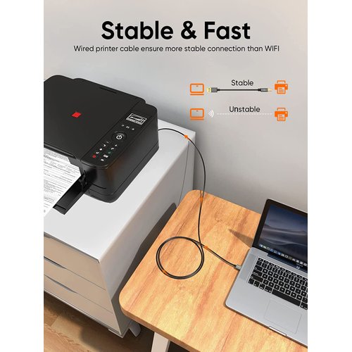 CableCreation Long USB Printer Cable 10 Feet, USB 2.0 Printer Cable to Computer, USB A to B Printer Cord for HP, Brother, Epson, Canon, Piano, Dac, Aluminum Case, Space Gray 3M