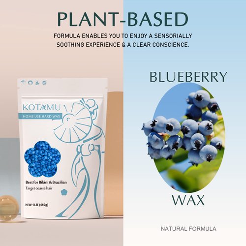 KOTAMU Hard Wax Beads 1LB Blue Hair Removal Hard Wax Beans for Bikini Brazilian Waxing
