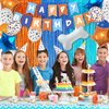 Blue Birthday Party Decorations 29pcs Blue Dog Birthday Party Supplies Includes Blue and Orange happy birthday Banner, Sash, Star Bone Foil Balloons, Latex Balloon, Fringe Curtain