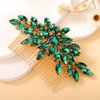 Teyglen Crystal Bride Wedding Hair Comb Full Rhinestone Side Comb Bridal Red Green Black Crystal Hair Pieces Hair Accessories for Bride Women Girl (Green)