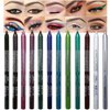 evpct 12Pcs Green Blue White Black Brown Purple Color Gel Glitter Eyeliner Pencils Set for Women Waterline Waterproof Smudge Proof lapiz de ojos delineador de ojos contra el agua Eye Liner Makeup 1-5