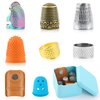 8 Pcs Sewing Thimble with Storage Box, Finger Protector, Finger Tips, Leather Thimble, Adjustable Metal Sewing, Thimble Rings, Rubber Thimble, Finger Protector Coin Thimble