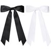 2PCS Silky Satin Hair Bows Ribbon Hair Clips, Fall Alligator Hair Pins, Ponytail Holder Accessories Sides Metal Hair Bow Barrettes Hair Accessories for Women Girls Kids (Black+White)
