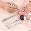 Beetles Gel Polish Nail Art Rhinestones Glue Set, 120+3456 Pcs Crystal Glass AB Rhinestone Gems & Nail Gem Glue For Nails Decoration with Nail Rhinestone Nail Brush Holiday Party Nail Design for Girls