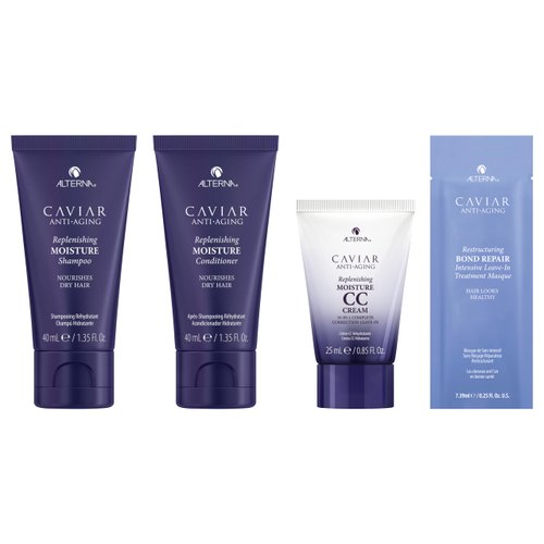 Caviar Anti-Aging Replenishing Moisture Trial Kit - Shampoo, Conditioner, Leave-In CC Cream | For Dry, Brittle Hair | Protects, Restores & Hydrates | Sulfate Free
