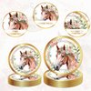 Horse Birthday Party Supplies Tableware - 96 Pcs Golden Horse Themed Plates and Napkins Sets with Forks, Cowgirl Birthday Party Decorations, Western Baby Shower Disposable Dinnerware, Serves 24