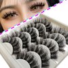 MMVDA lashes False Eyelashes extension 3D, individual lashes Fluffy cat eye mink lashes natural look 5 pairs Multipack Wispy14-19mm