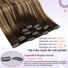 LaaVoo Clip in Hair Extensions Balayage Brown to Caramel Blonde Clip in Hair Extensions Real Human Hair Brown Balayage Human Hair Extensions Clip ins Silky Straight 14 Inch 80g/5pcs