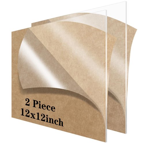 2 Pieces 12x12 Acrylic Sheet, 1/8”Thick (3mm) Clear plexiglass Sheet, for Sign,Craft, Photo Frame, DIY Display Projects…