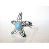 Starfish turquoise blue stone metal native hair clip barrette for thin fine