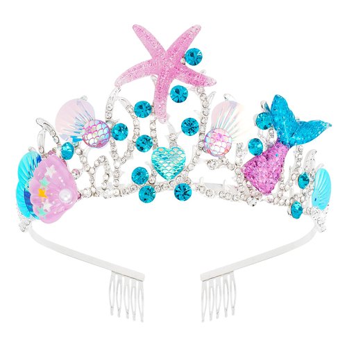 Didder Mermaid Crown Headband, Halloween Mermaid Themed Birthday Party Decorations, Women Girls C...