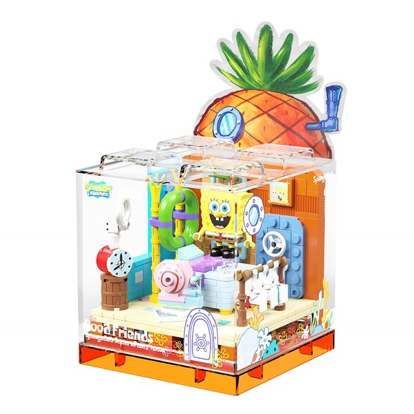 Lreyrous Exquisite Sponge Squarepants Toy Building Block Box Set Series Pineapple House Building Blocks Birthday Gifts for Boys and Girl with Themed Characters for 14+ Teenagers & Adults