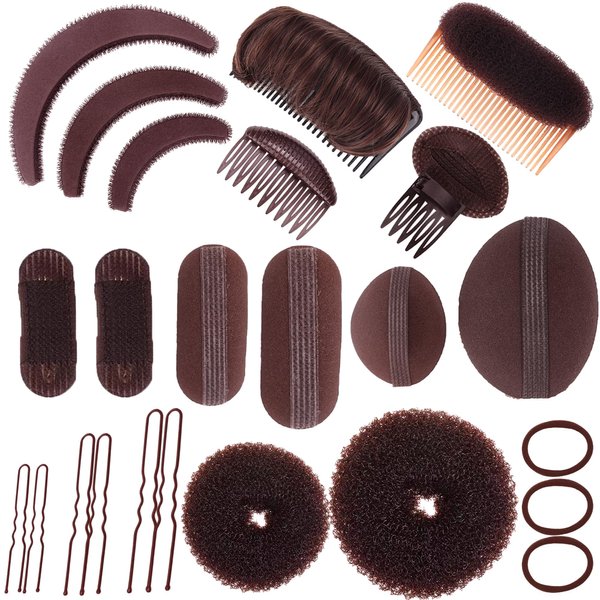 Hair Base Sponge Invisible Clip Comb Volume Accessory - False Hair Pads, Styling Insert Tool, Hair Extensions (Brown)