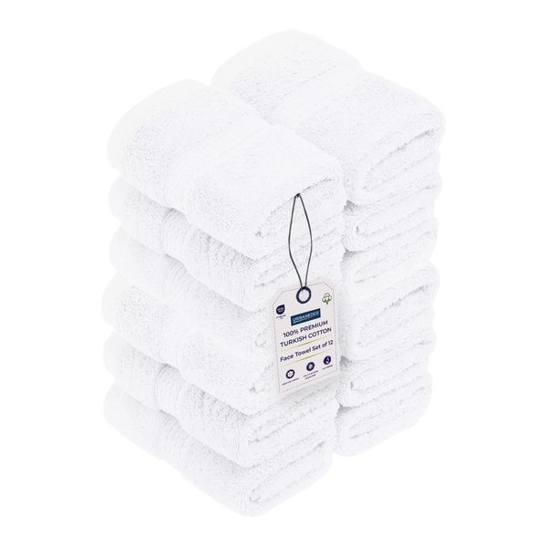Urban Edge Christmas White Face Towels 12 Pack - Facial Towel - Washcloths - Skin Care Essentials- Premium Turkish Cotton 800 GSM- Highly Absorbent - Ideal for Bathroom, Gym, Spas
