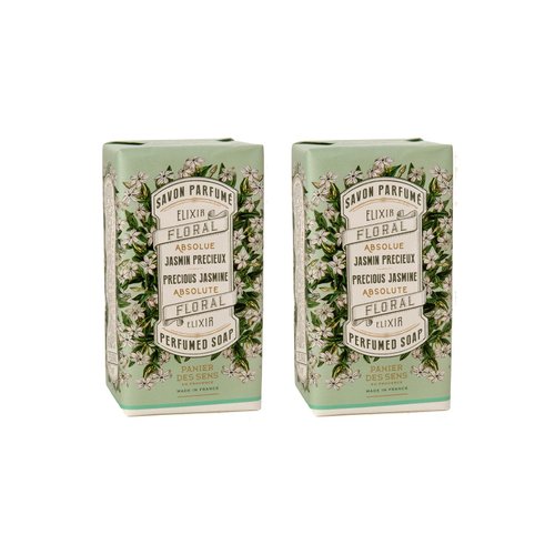 Panier des Sens - Jasmine Bar Soap - Moisturizing Gentle Scented Soap Bar - Natural Soap with Olive Oil - 97% Natural Ingredients Made in France - Vegan Friendly - Body & Hand Soap Bars 2x5.3 oz