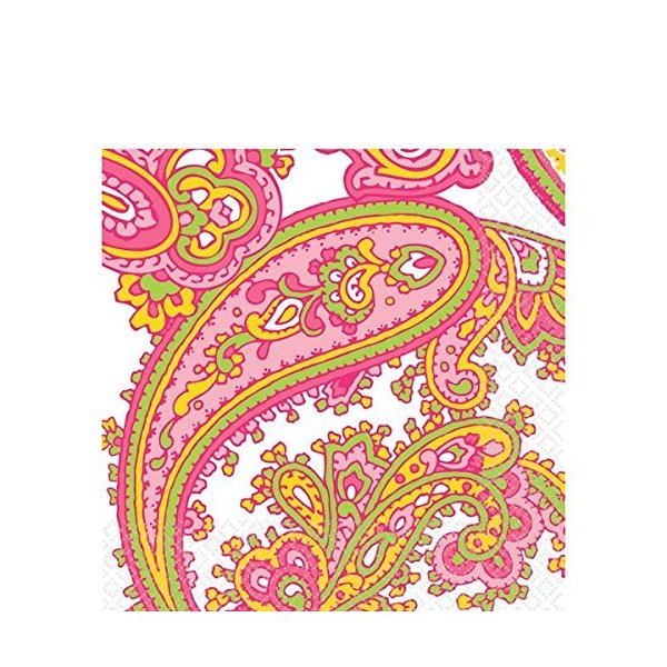 Amscan Decorative Peppermint Paisley Party Lunch Paper Napkins (16 Pack), 6.5 x 6.5, Green