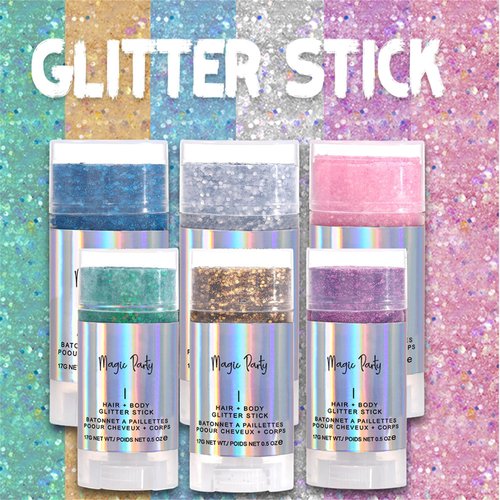 Holographic Flash Stick, Holographic Glitter Cosmetics-Body, Face, Eyes, Hair, Nail Makeup, Colorful Stage Makeup，Party Carnival Shining Glitter， Festival Loose Glitter Set (02# Blue)