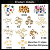 Kikonoke 300 Pcs Cone Rivet with 3D Metal Skull Cross Chains Snakes Vintage Alloy Nail Charms Glass Pointed Bottom Gems and Resin Rhinestones for Women Girls Metal Nail DIY (Gold)