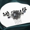 Casdre Black Wedding Hair Comb Silver Rhinestone Bridal Hair Piece Crystal Evening Party Hair Accessories for Women and Girls