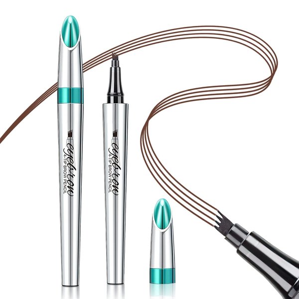 Eyebrow Pencil Eyebrow Microblading Pen - Eyebrow Pen Micro 4 Point Brow Pen Lift & Snatch Eyebrow Eye Makeup Long-Lasting Waterproof & Smudge-proof Natural Eyebrow Hair (Reddish Brown)