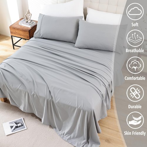 Twin Sheet Set - 3 Piece Soft Breathable Bed Sheets for Twin Size Bed, Extra Deep Pocket Luxury Brushed Sheets, Cooling Hotel Bedding Sheets and Pillowcases, Wrinkle Free Oeko-Tex Sheets