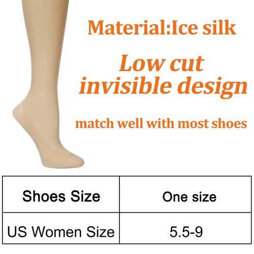 Double Couple 8 Pairs No Show Socks Women Low Cut Socks for Flats Non Slip Thin Liner Socks (4 Black & 4 Nude)