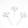 QUEOUNR Pearl Hair Clips, 3PCS Wedding Hair Pins Bridal Decorative Hair Accessories Head-piece for Brides Bridesmaid Prom Women Girls Silver,H27