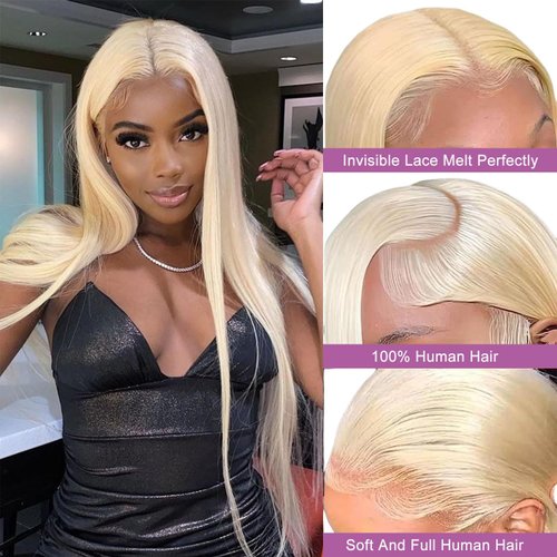 AHPAHP 613 13x6 Lace Front Wig Human Hair Straight Blonde Lace Front Wigs Human Hair 613 HD Lace Frontal Wig Blonde Wig Human Hair 200% Density 22inch