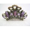 Antique crown style metal hair claw clips with crystals for thin fine hair (Primary color: Pink)