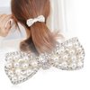 E EMZHOLE Elegant Hair Barrettes Rhinestone Pearl Bow Hairpin Jewelry Crystal Headdress Diamond Hairpin Hair Accessories Hair Clips (White)