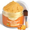 Turmeric Vitamin C Clay Mask for Dark Spots, Dull Skin, Blackheads, Skincare Facial Mask for Cleansing Pores, Moisturizing and Improve Uneven Skin Tone, Face Skincare Gift, 5.29 oz