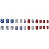 4th of July press on nails Short Square Fake Nails with Fireworks Design Independence Day Patriotic Nails Acrylic False Nails USA America Glue on Nails Short Coffin Fourth of July Nail for Women 24Pcs