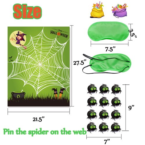 Funnlot Pin The Tail Halloween Kids Halloween Games Party Pin The Spider On The Web Game Halloween Party Games for Kids Halloween Party Activities Halloween Pin The Tail Game