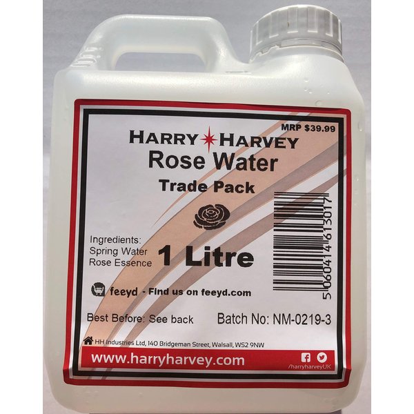 Rose Water Rosewater Culinary and Salon, rose water toner 1 litre for hair, face, locs and cooking, 1L 1000ml - Harry Harvey - 35oz