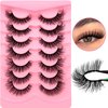 7 Pairs Cat-Eye Lashes Flu-ffy 15mm Fox Eye Lashes Curly Volume Eyelashes Faux Mink Lashes that Look Like Extensions Lashes Wispy False Eyelashes Natural Look(Z23)