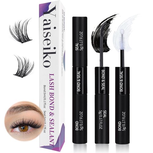 Lash Bond and Seal for Eyelash Extensions Lash Cluster Glue Long Lasting Eyelash Glue Waterproof DIY Lash Extension Glue 2 in 1 Individual Lash Glue（5ml+5ml）