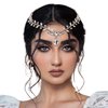 LOVFOIVER Bridal Rhinestone Headband Hair Comb for Women Wedding Teardrop Headpiece Bridal Forehead Head Chain Hair Accessories (Gold)…