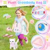 NINAOR Interactive Cat Toys for Kids with Crossbody Bags, Stuffed Cat Plush with Leash Walking Meow Pretend Play Kitty Robot Pet Toy, Electronic Realistic Cute Stuff for Girls Plushies Toddler Toys