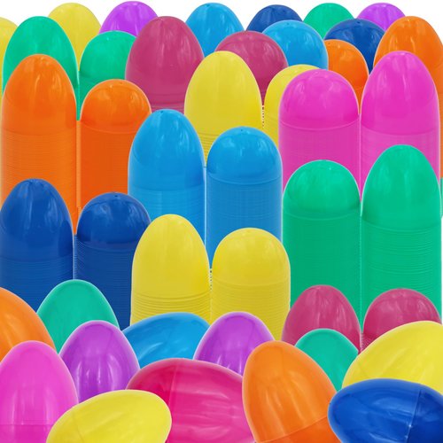 Chochkees Fillable Easter Eggs with Hinge Bulk Colorful Bright Plastic Easter Eggs, Perfect for Easter Egg Hunt, Surprise Egg, Easter Hunt, 3" Inch Assorted Bright Colors (50-Pack)
