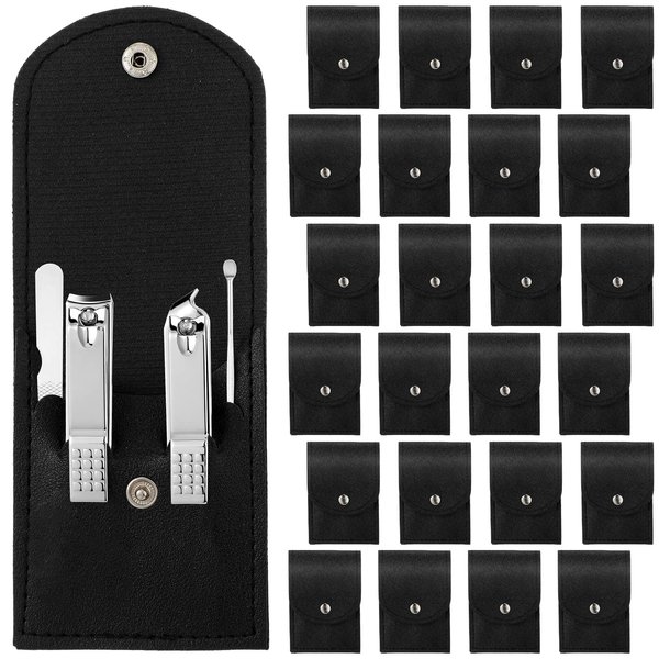 Lasnten 24 Set Manicure Set Bulk Nail Clippers Grooming Nail Kit Stainless Steel Professional Pedicure Kit Pedicure Tools with Travel Case Gifts for Men Women Personal Nail (Black,4 in 1)