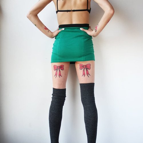 Red Bow Tie Tattoo (Set of 2) - Bow Tie Temporary Tattoo/Bow Tie Thigh Tattoo/Sexy Bow Tie Tattoo