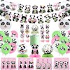 KEFAN Panda Birthday Party Decorations for Girls, Cute Cartoon Panda Birthday Party Supplies including HAPPY BIRTHDAY Banner, Cake Toppers, Table Centerpieces, Candy Bags, Panda Foil Balloons, Panda Print Balloons for Girl's Birthday Party Baby Shower