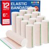 AZEN Premium 12 Pack Elastic Bandage Wrap 6 Inch, Compression Wrap Bandage for Legs, Ankle, Knee, Tummy, Body, Latex-Free, Lymphedema Wraps for Legs