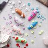 Flower Nail Charms 3D Flowers and Metal Caviar Beads Nail Art Decoration Five Petal Flower Pearl Acrylic Nail Art Stud Accessories for Women Girls DIY Manicures Crafting Decoration