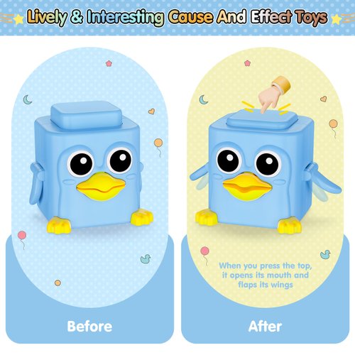 Stacking Toys Set for Toddlers 18+ Months, 6 in 1 Infant Sensory Toys with Changing Expressions, Pressable Animal Stacking Blocks, Christmas Birthday Gifts for 1 2 3 4 Years Old Baby Boys Girls